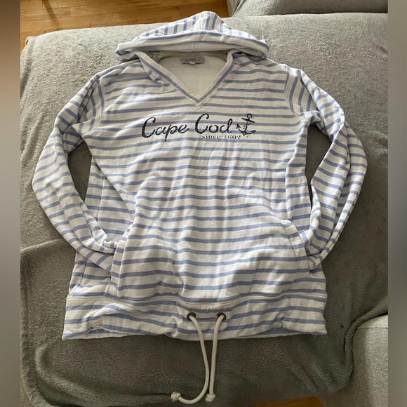 Cuffy’s of Cape Cod Hoodie, blue/white, size Large - Picture 1 of 9